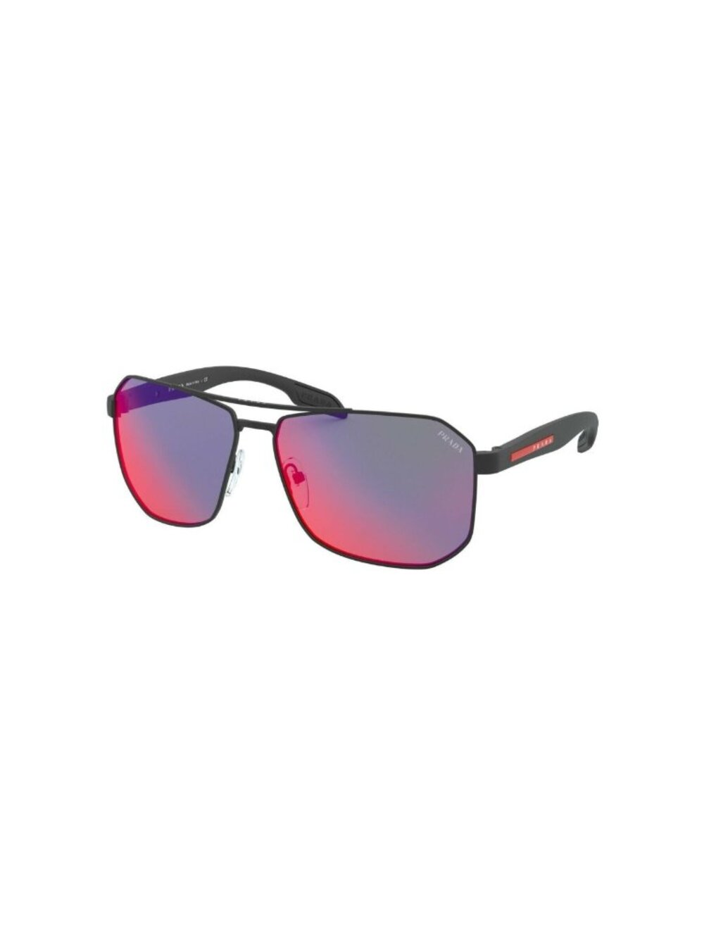 PRADA LINEA ROSSA SPS51V Black Rubber/Dark Grey Blue Mirror (DG0-9Q1) Sunglasses